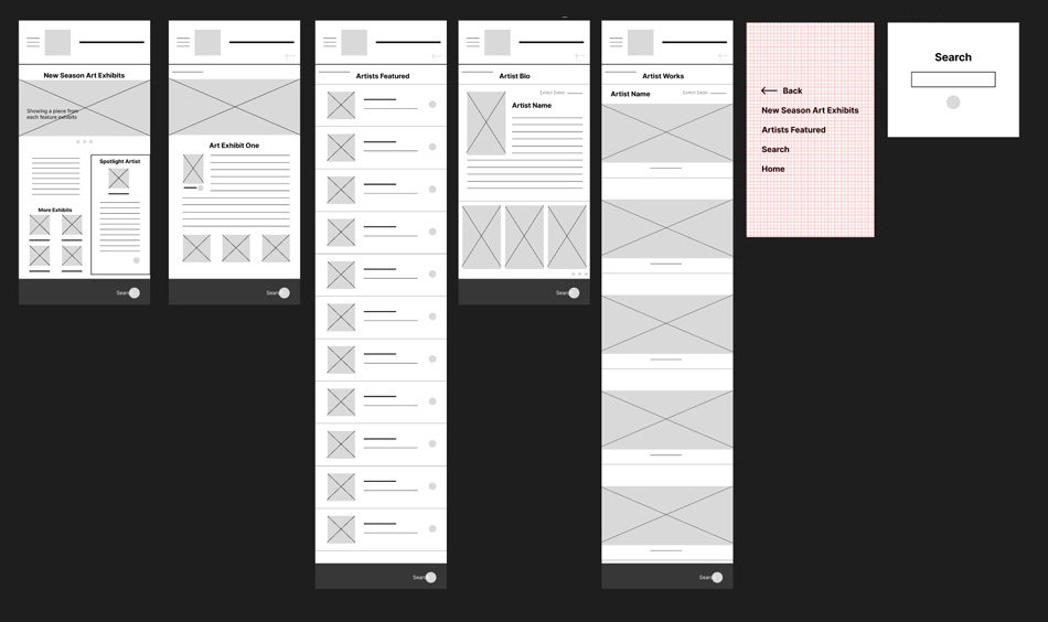 wireframe of app