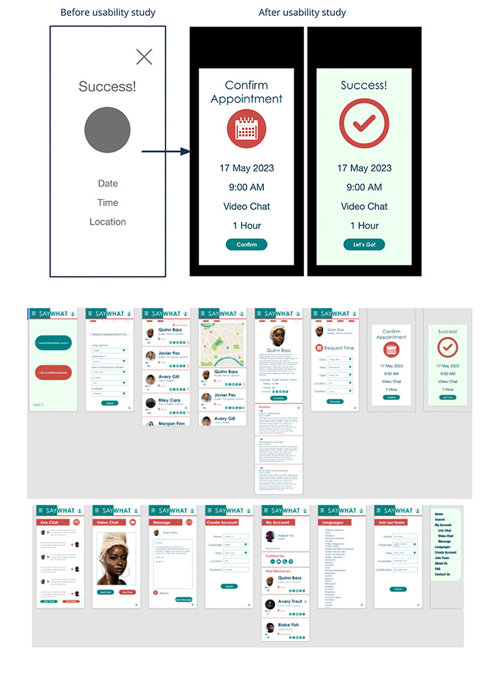 insights from wireframes to mock-ups; hi-fi mock-ups