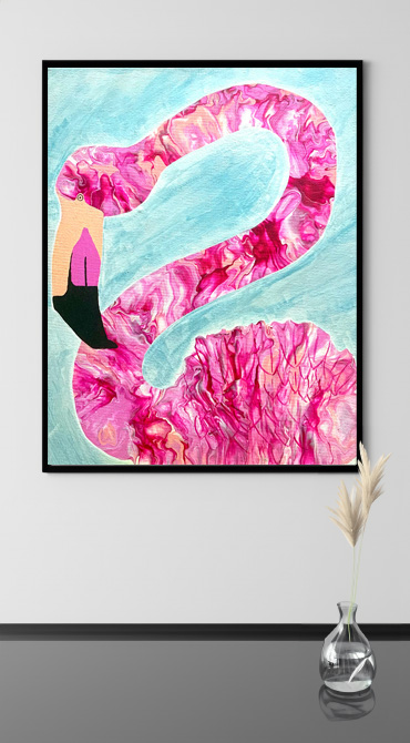 abstract flowing flamingo