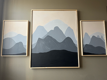 triptych of abstract mountains