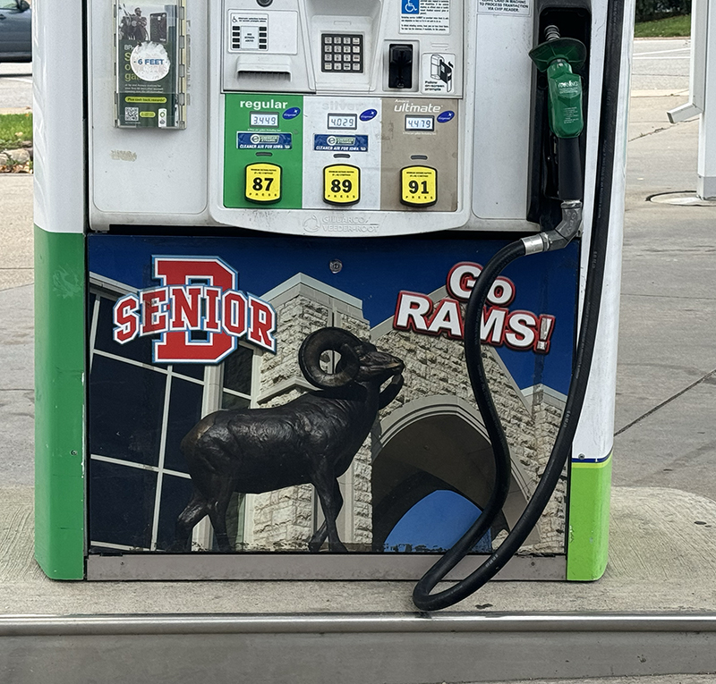 Gas pump ad for Senior